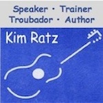 logo of kim ratz motivational speaker trainer troubadour author